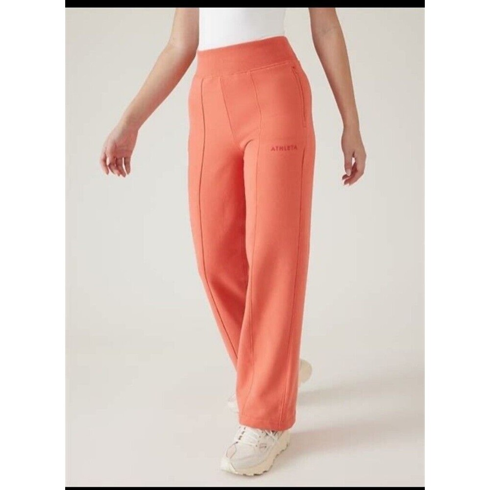 Athleta Retro Plush Logo Straight Leg Pant Orange Size 2X